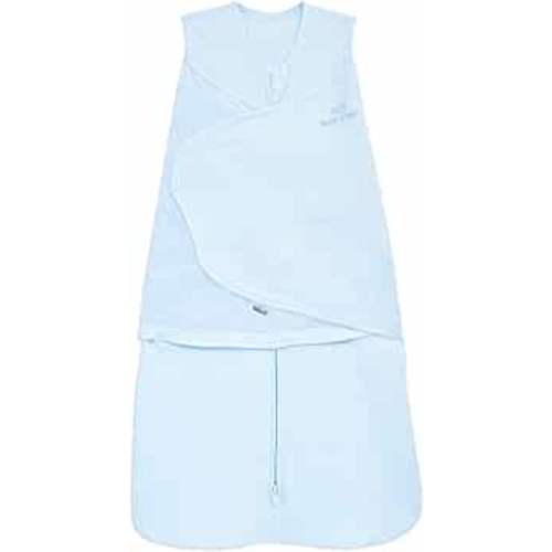 HALO 100% Cotton Sleepsack Swaddle, 3-Way Adjustable Wearable Blanket, TOG 1.5, Baby Blue, Small, 3-6 Months