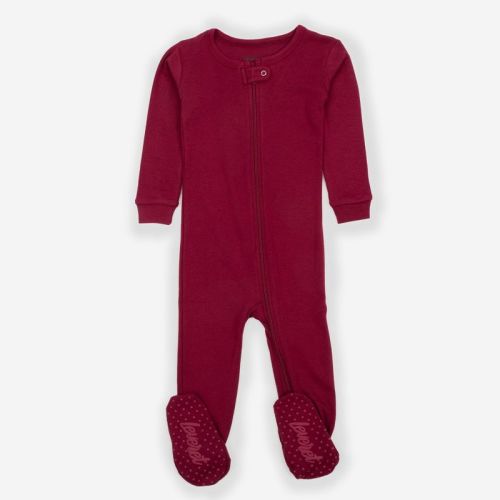 Leveret Footed Cotton Pajamas Solid Dark Gray 3-6 Month