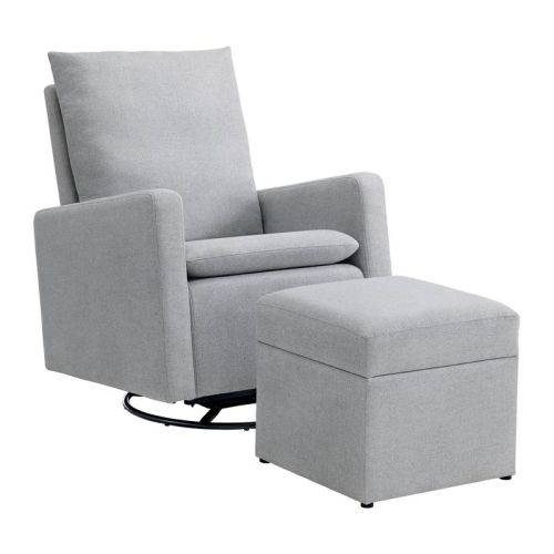 Soho Baby Everlee Upholstered Recliner Glider/ottoman - Light Gray