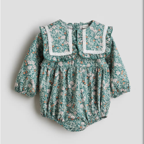 FLORAL-PRINT POPLIN ROMPER SUIT