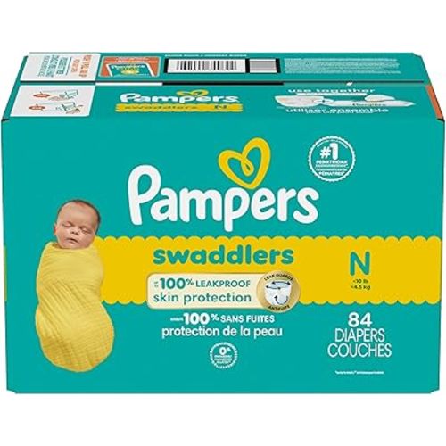 Pampers Swaddlers Diapers, Size 0 (up to 10 lbs), 84 Count, Absorbent, Keeps Baby Dry and Comfortable, Skin Safe Disposable Baby Diaper