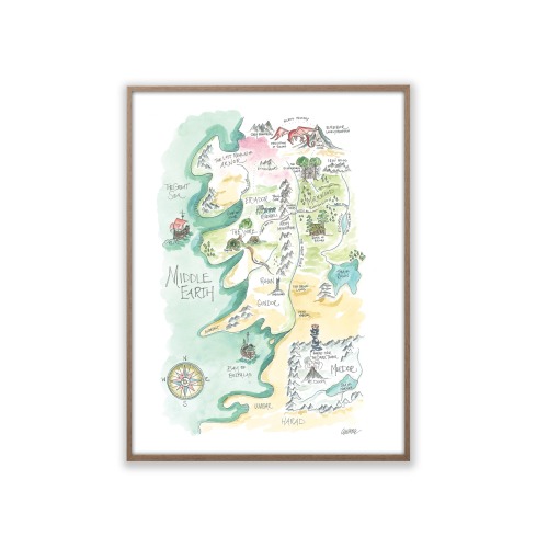 "Lord of the Rings Middle Earth Story Map" Print