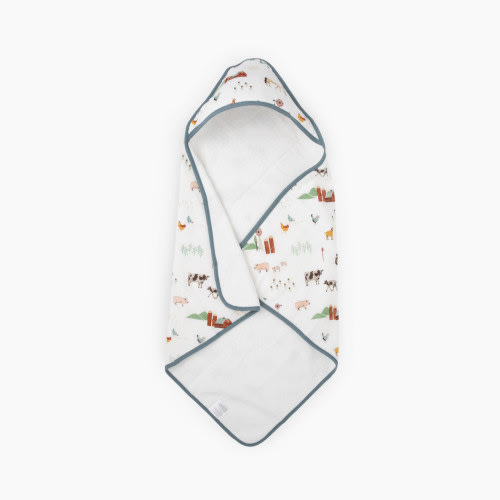 Little Unicorn Cotton Muslin & Terry Infant Hooded Towel - Farmyard