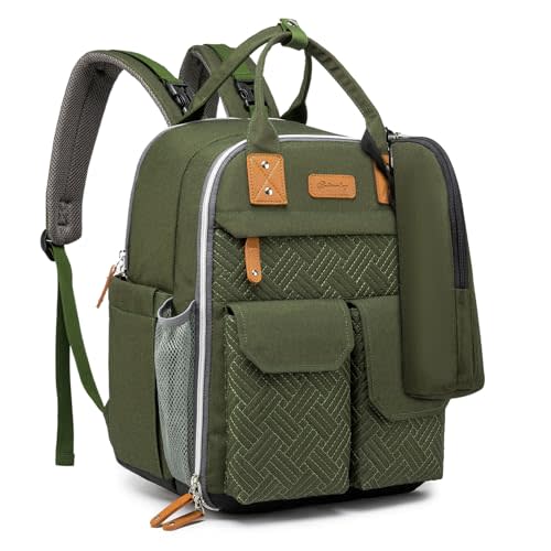 cutblajat Diaper Bag Backpack 25L Capacity with Changing Pad for Boys and Girls Essential Baby Stuff for Mom (Green)