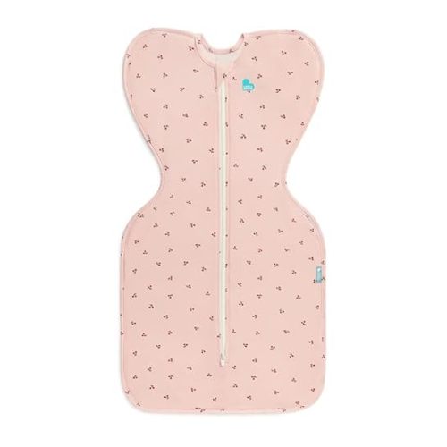 "Love to Dream Swaddle Up Bamboo, Arms Up Position, Soft and Luxurious 95% Viscose from Bamboo,5% Elastane Wearable Blanket 1.0 TOG - (20-24°C) Ideal for Moderate Temps(Cherries Blush,Medium, 6–8.5kg)