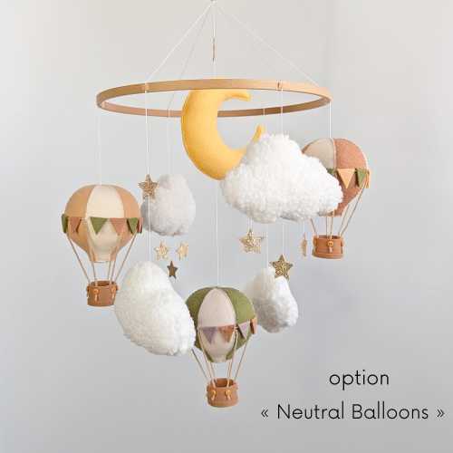 Adventure Baby Crib Mobile Girl: Balloons Clouds & Stars Nursery Decor