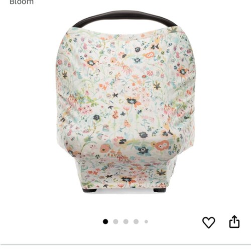 Parker Baby 4 in 1 Car Seat Cover for Girls - Stretchy Carseat Canopy, Nursing Cover, Grocery Cart Cover, High Chair Cover - Bloom