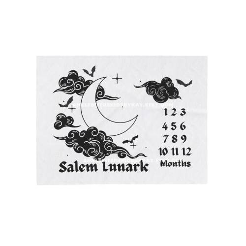 Milestone Baby Blanket Bats Newborn Personalized monthly tracker blanket  Velveteen Plush Blanket Goth Baby shower gift Custom baby gift