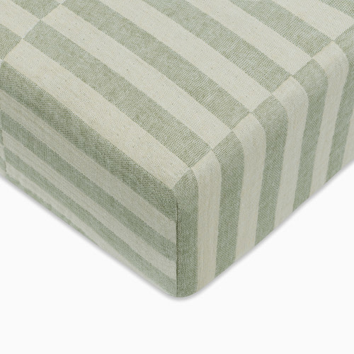 babyletto Crib Sheet in GOTS Certified Organic Muslin Cotton - Moss Stripe
