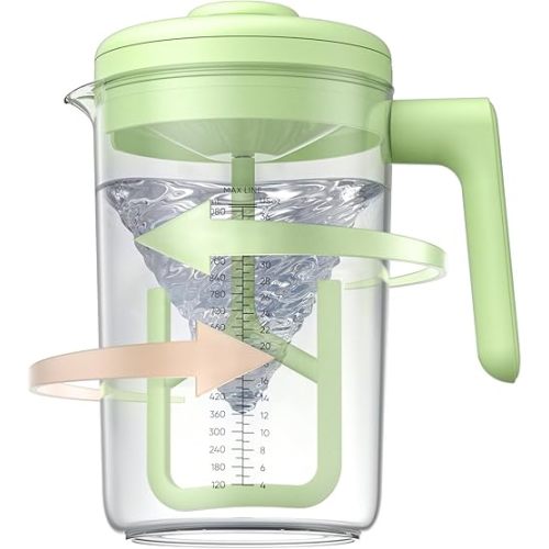 Electric Formula Pitcher, 36 oz Baby Formula Mixing Pitcher, Automatic Baby Formula Mixer, Bidirectional Stirring Breastmilk Pitcher, Locking Lid Smooth Formula Maker Milk Storage for Fridge(Green)