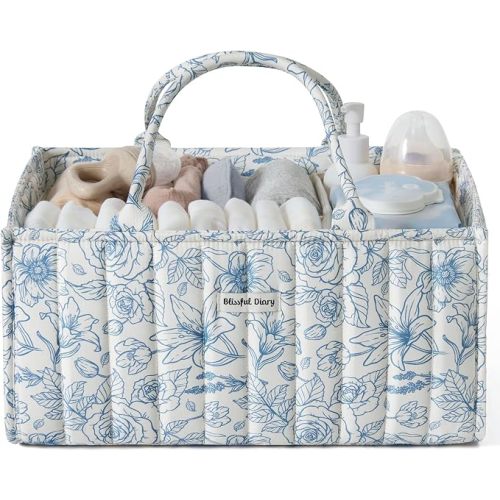 Blissful Diary Floral Diaper Caddy Organizer Storage Basket, Pastoral Daisy