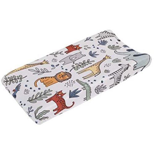 Carter's Safari Party - Grey, Blue, Green, & Orange Super Soft Plush Changing Pad Cover, Grey, Blue, Green, Orange , 32x16x6 Inch (Pack of 1)