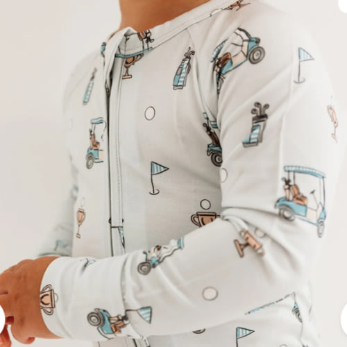 Blue Golf Zipper Romper PRE-ORDER shipping 8/11 - 8/15 – In my Jammers