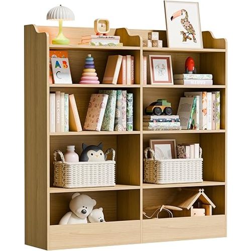 Cozy Castle Toy Storage Organizer, 5 Tier Kids Bookshelf, 10 Cube Toddler Bookcase Storage Cabinet for Playroom, Kids Room, Living Room, Nursery, Cubby, Kindergarten (Oak)