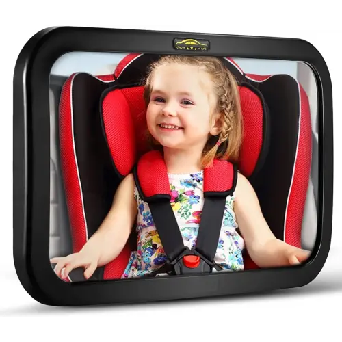 Baby Car Mirror, DARVIQS Seat Safely Monitor Infant Child in Rear Facing Seat, Wide View Shatterproof Adjustable Acrylic 360°for Backseat, Crash Tested and Certified for Safety
