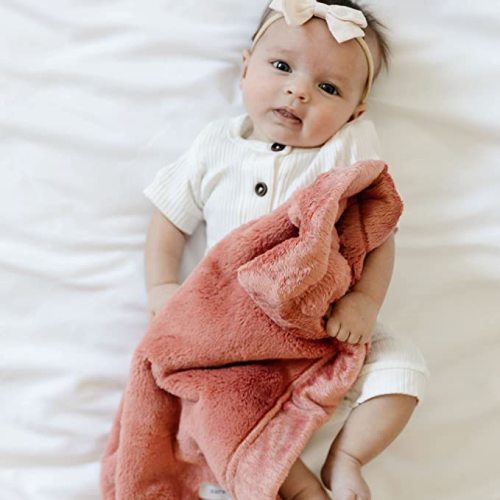 SARANONI Security Blankets for Babies Super Soft Boutique Quality Lush Luxury Baby Blanket (Mini 20" x 15", Clay) - Mini 15"x20"