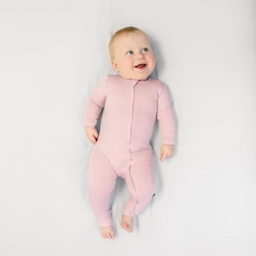 Larkspur Baby Zip Romper in Rose - 0-3