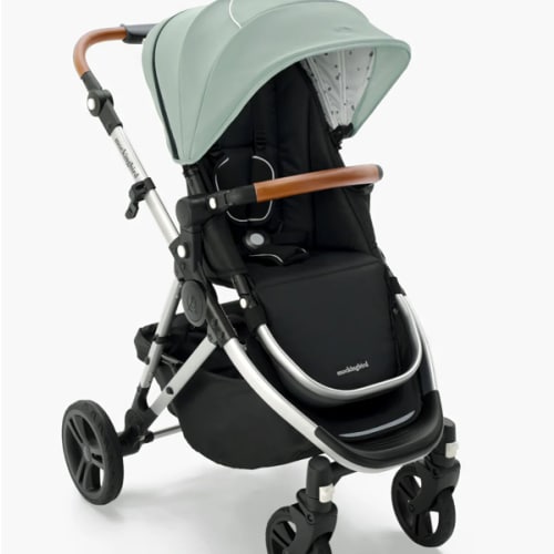 Mockingbird Single Stroller 2.0 - “Sage, Watercolor Drops, Silver with Penny Leather”