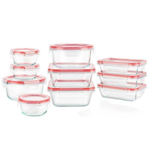 Pyrex 20pc Glass Freshlock Food Storage Set: Glass Containers with Lids, Dishwasher & Microwave Safe, Clear
