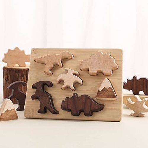 Wooden Dinosaur Puzzles,Dinosaur Puzzles for Kids Ages 3-5｜5-8,Dinosaur Toys for Kids 3-5,Montessori Toys for 1 2 3 Year Old