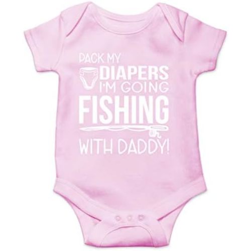 AW Fashions Pack My Diapers, I'm Going Fishing With Daddy Baby Bodysuit Newborn Boy Outfits Cute Romper
