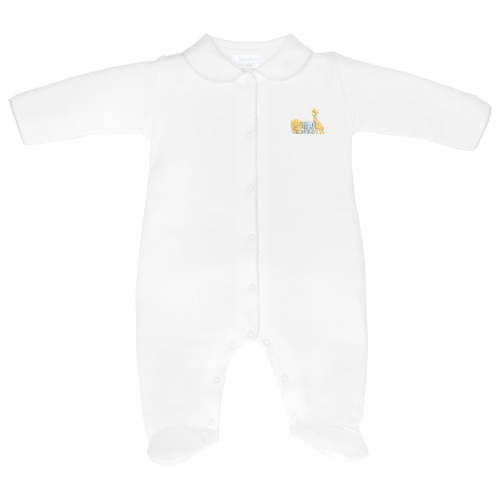 Pima cotton Baby Safari Animals embroidery footie | White, Baby Unisex