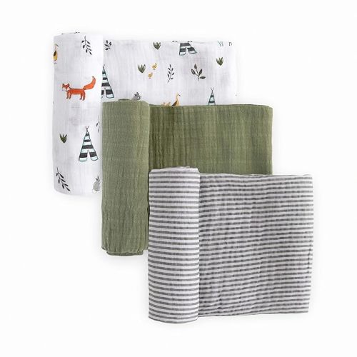 Little Unicorn – Forest Friends 2 Cotton Muslin Swaddle Blanket Set | Set of 3 | 100% Cotton | Super Soft | Newborns and Infants | Large 47” x 47” | Machine Washable