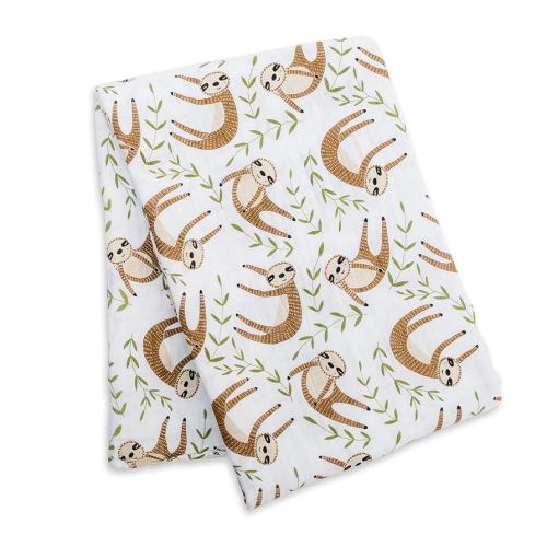 lulujo Baby Swaddle Blanket| Unisex Softest 100% Cotton Muslin Swaddle Blanket| Neutral Receiving Blanket for Girls & Boys | 47in x 47in Sloth