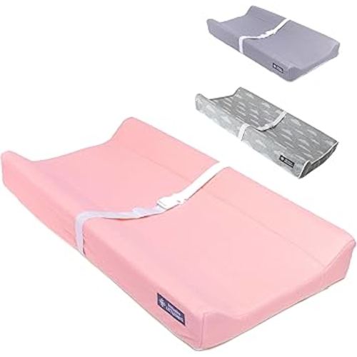 Baby Diaper Changing Pad Soft, Waterproof Changing Pad, Non-Slip Bottom, Safety Straps & Ergonomic Contoured Design - Wipeable Changing Pad Cover Standard Size (31.5"x16") Changing Tables & Dressers