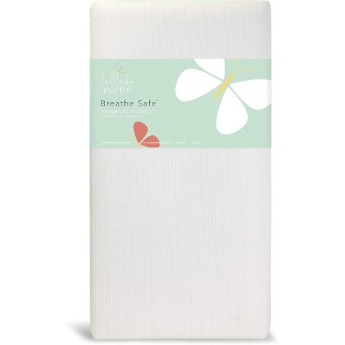 Lullaby Earth Breathe Safe 2-Stage Breathable Crib Mattress - Chemical Free, Dual Firmness Natural Mattress with Removable Washable Protector - Packaging May Vary