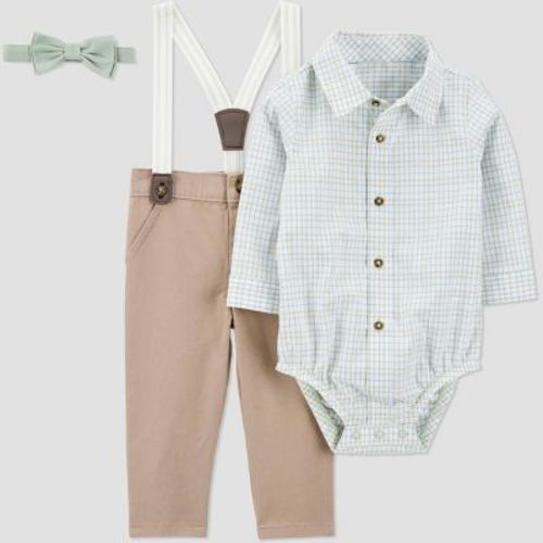 Carter's Just One You®️ Baby Plaid Suspender Top & Bottom Set - Green 6m