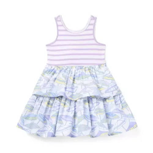 Girl White Umbrella Striped Umbrella Tiered Dress by Janie and Jack