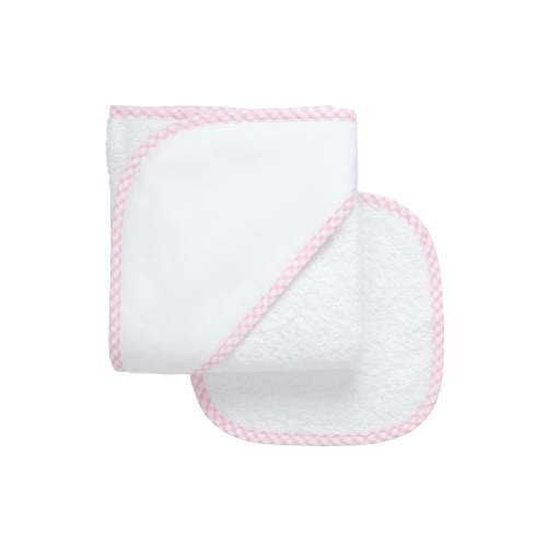 Big Check Trim Hooded Towel & Washcloth Set