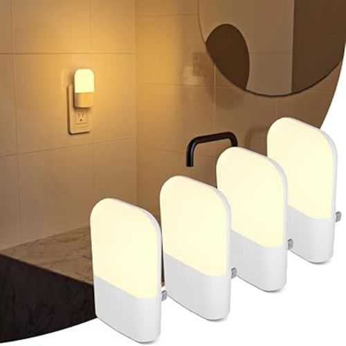 N&B NICE&BRAVO Night Light LED Auto Dusk to Dawn Sensor Light for Kitchen, Bedroom, Kids Room, Hallway, Stairway, Painting Plug in Dimmable Nightlights Lamp Bright with Switch,4 Pack