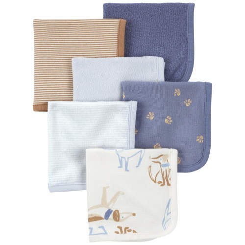 Baby 6-Pack Wash Cloths - Style,Blue/Ivory