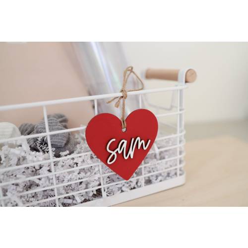 Wooden Heart Name Tags