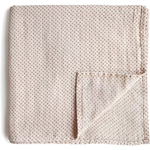 mushie Muslin Baby Swaddle Blanket | 100% Organic Cotton (Caramel Dots)