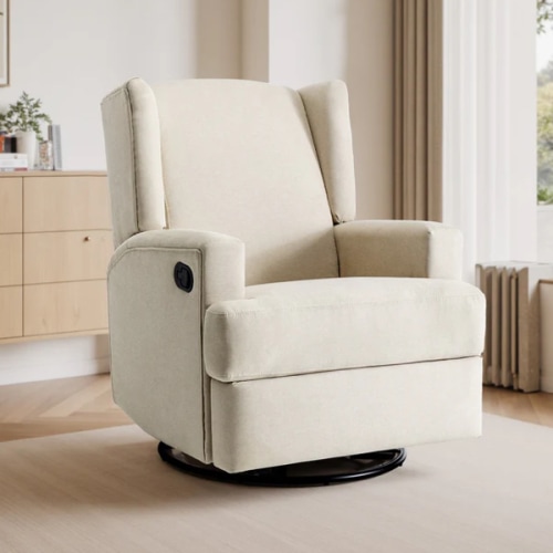 31'' W Wingback Manual Glider Swivel Rocker - Color Beach