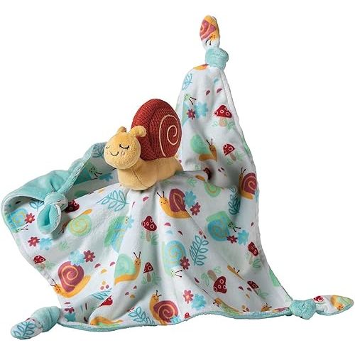 Mary Meyer Stuffed Animal Lovey Security Blanket, 13 x 13-Inches, Skippy Snail