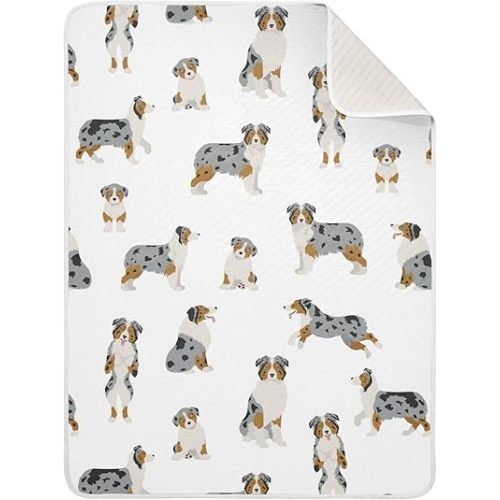 Ollabaky Australian Shepherd Dog Baby Blanket for Boys Girls Cotton Throw Blanket Swaddle Blanket for Crib Stroller Nursery Receiving Blanket Infant Toddler Unisex 30"x40"