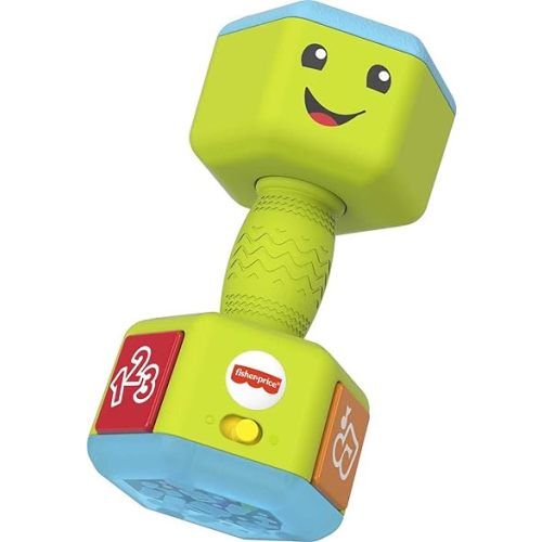 Fisher-Price Baby & Toddler Toy Laugh & Learn Countin’ Reps Dumbbell Rattle with Learning Lights & Music for Infants Ages 6+ Months