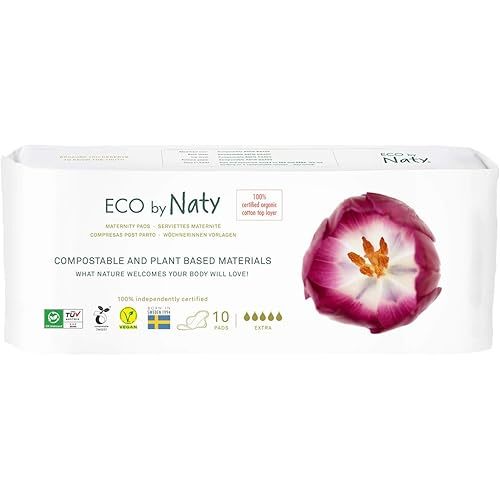 Eco by Naty Maternity Pads for Women - Pregnancy and Postpartum Pads for Maternal Care and Recovery, Absorbent Pads for Leak Protection (10 Count)