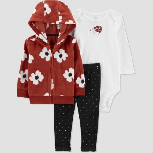Carter's Just One You® Baby Girls' Floral Cardigan Top & Bottom Set - Brown, Size: 3M