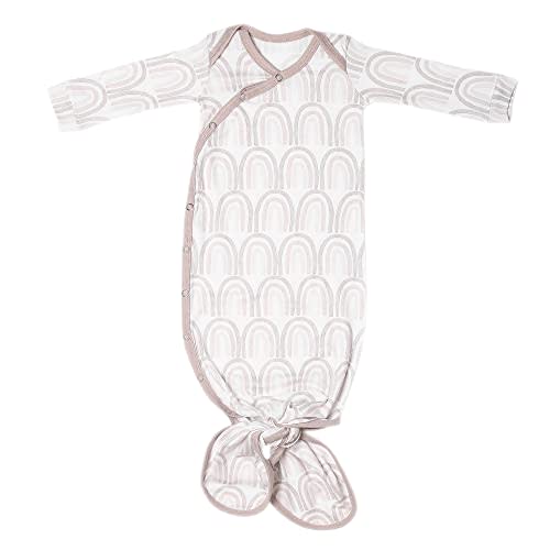 Copper Pearl Baby Gown - Knotted Newborn Sleepers for Baby Girl, Soft Stretchy Long Sleeve Infant Gowns with Bottom Tie and Hand Mittens, Perfect Hospital Coming Home Outfit (Bliss)