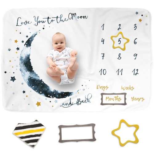 Luka&Lily Baby Milestone Blanket Boy and Girl, Month Blanket as Baby Shower Gift, Baby Monthly Milestone Blanket, 60"x40"