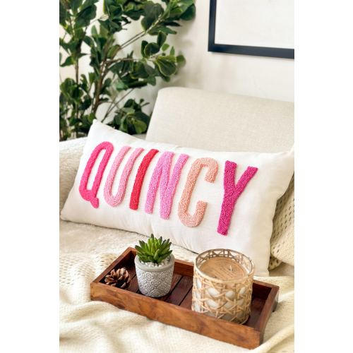 Personalized Baby Girl Room Name Pillow Cover, Baby Girl Nursery Pillow, Punch Needle, Girl Kid Gift, Dorm Gift, Graduation Gift