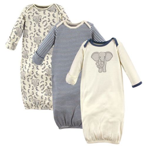 Touched By Nature Baby Boy Organic Cotton Gowns, Elephant, 0-6 Months