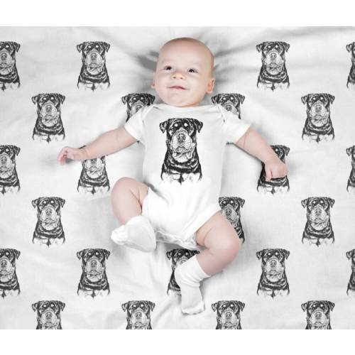 Rottweiler Baby Blanket, Rottie Dog Swaddle Blanket Set, Newborn Photo Prop, Cute Dog Swaddle Set for Boy, Girl, Baby Shower Gift