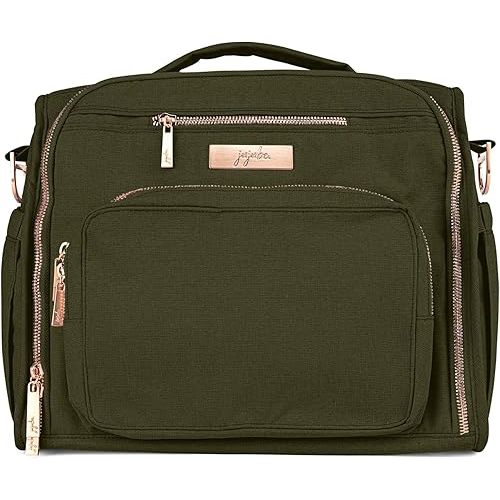 JuJuBe Diaper Bag, Travel Backpack and Large Tote with Portable Changing Pad, Stroller Hooks & Pockets for Baby Bottles, Diapers, Pacifier, Snacks, and Daily Essentials, BFF - Olive