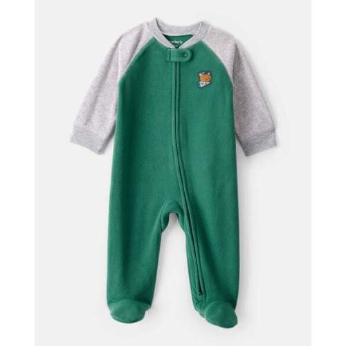 Baby Boy Bear Loose Fit Long-Sleeve Sleep & Play Pajamas - Green | Carter's